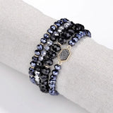 Stone Beads Glass Crystal Bangle Bracelet