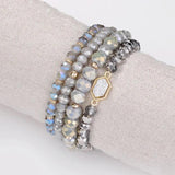 Stone Beads Glass Crystal Bangle Bracelet