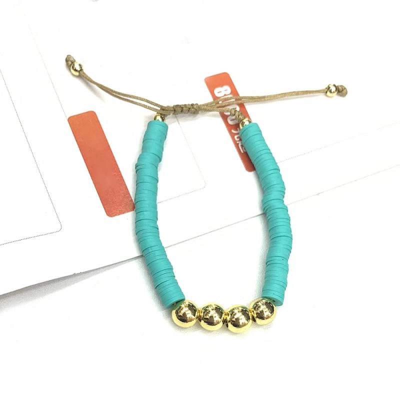 Polymer Clay Beaded Bracelet with Copper Plate Beads