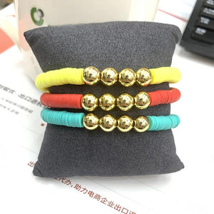 Polymer Clay Beaded Bracelet with Copper Plate Beads