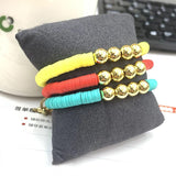 Polymer Clay Beaded Bracelet with Copper Plate Beads