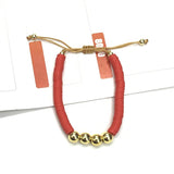 Polymer Clay Beaded Bracelet with Copper Plate Beads