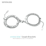 Crystal Inlaid Stainless Steel Couple Bracelet Set
