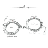 Crystal Inlaid Stainless Steel Couple Bracelet Set