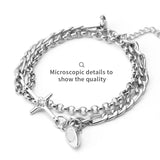Crystal Inlaid Stainless Steel Couple Bracelet Set