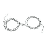 Crystal Inlaid Stainless Steel Couple Bracelet Set