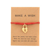 Heart Lock Amulet Bracelet Stainless Steel Red String