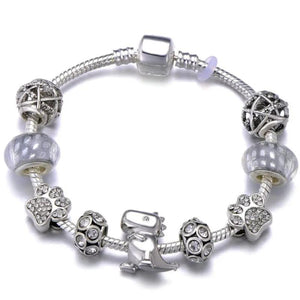 Dinosaur Pendant Charm Bracelet Crystal Beads Snake Chain Bracelet