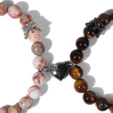 8mm Opal Crystal Couple Bracelets Reiki Bracelet Magnetic Heart Charm