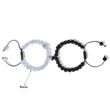 8mm Opal Crystal Couple Bracelets Reiki Bracelet Magnetic Heart Charm