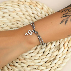 Cross Pendant Stainless Steel Bracelet Retro Punk Jewelry