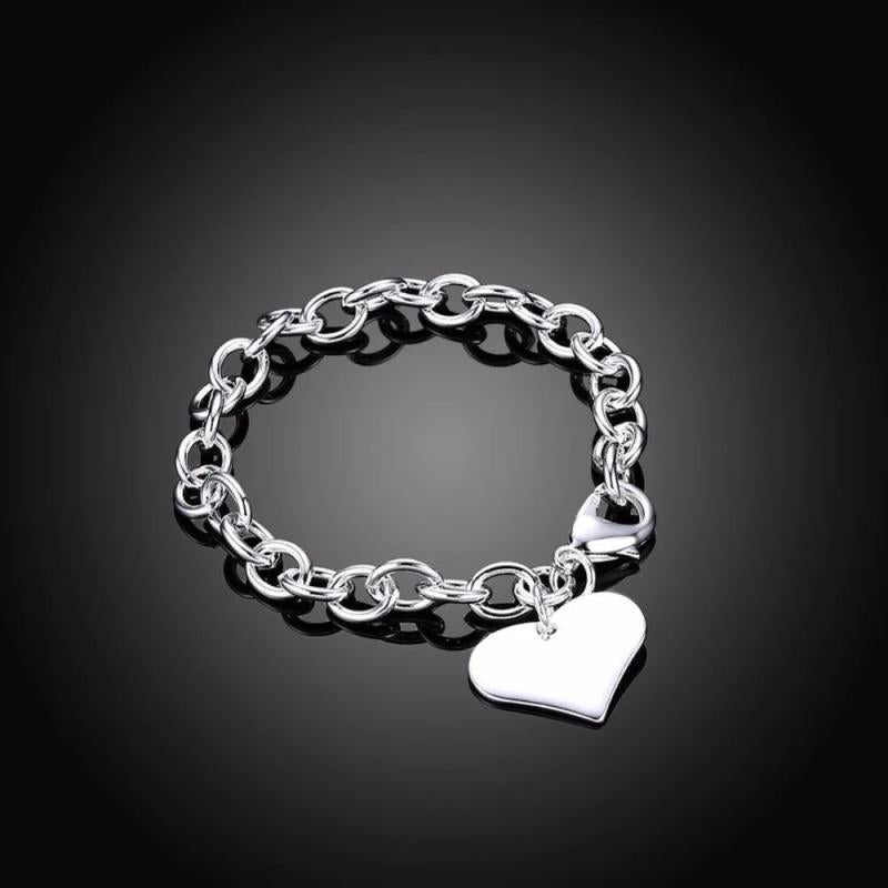 Lekani 925 Silver Heart Charm Bracelet High Men Women Fine Jewelry