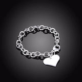 Lekani 925 Silver Heart Charm Bracelet High Men Women Fine Jewelry