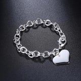 Lekani 925 Silver Heart Charm Bracelet High Men Women Fine Jewelry