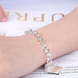 Lekani 925 Silver Heart Charm Bracelet High Men Women Fine Jewelry