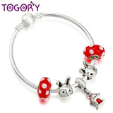 Cartoon Rabbit Charm Bracelets With Silver Bracelet Women Kids Men Couples