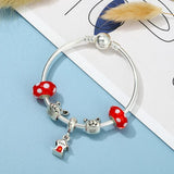 Cartoon Rabbit Charm Bracelets With Silver Bracelet Women Kids Men Couples