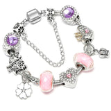 Sweet Romantic Flower Charm Bracelet Female DIY love Crystal Beads Bracelet