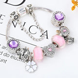 Sweet Romantic Flower Charm Bracelet Female DIY love Crystal Beads Bracelet