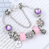 Sweet Romantic Flower Charm Bracelet Female DIY love Crystal Beads Bracelet