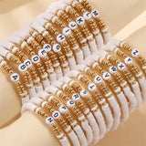 Asymmetric Soft Pottery Letter Chain Pearl Bracelet Set