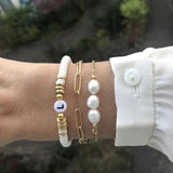 Asymmetric Soft Pottery Letter Chain Pearl Bracelet Set