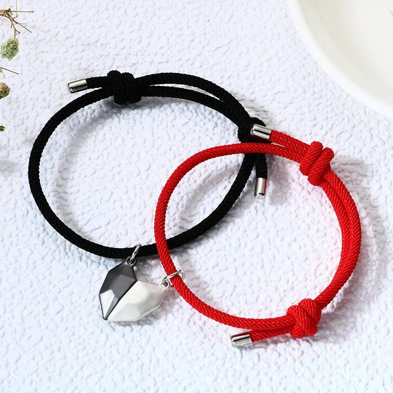 Romantic Heart Magnet Bracelets Couple Lucky Red Rope Anniversary Gift