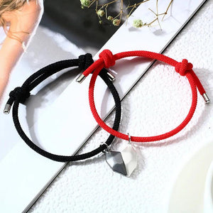 Romantic Heart Magnet Bracelets Couple Lucky Red Rope Anniversary Gift