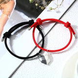 Romantic Heart Magnet Bracelets Couple Lucky Red Rope Anniversary Gift