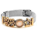 Two-color Stainless Steel Charm Bracelets Men Women Bracelet