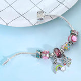 Europe Brands Colorful Crystal Hearts Beads Rainbow Charm Bracelet Bangle