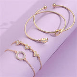 Sindlan Crystal Heart Bracelet Set for Women - Vintage Geometric Bangles
