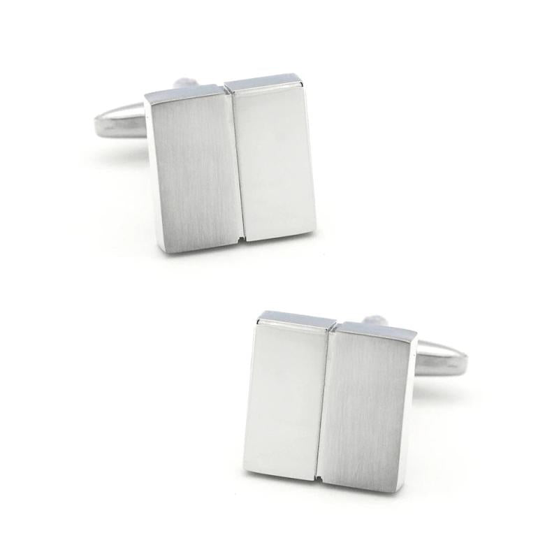 Metal Wire Drawing Cufflinks For Men Silver Cuff Links Wholesale