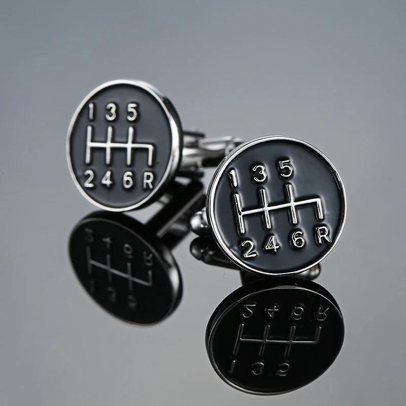 Men's Silvery Car Stalls Cufflinks Accessories