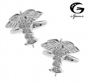 iGame Angel Wing Cufflinks Silver Brass Gift For Men