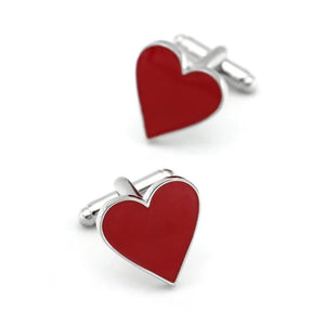 iGame Wedding Cuff Links Romantic Red Heart Brass Material