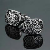 Vintage Pattern Cufflinks Copper Metal Engraved Men's French Suits Jewelry