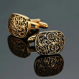 Vintage Pattern Cufflinks Copper Metal Engraved Men's French Suits Jewelry