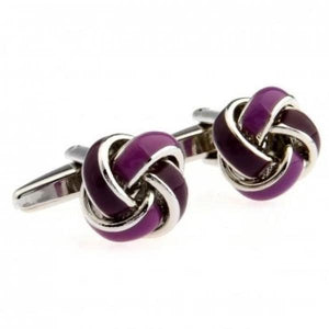 Purple twist cufflink for mens cuff buttons High Silvery Jewelry