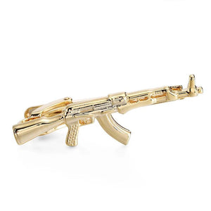 Gold AK-47 Gun Tie Clip for Men Necktie Clamp Clasp