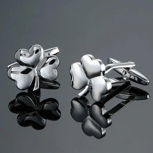 Rose Champagne 4-leaf Clover Cufflinks for Men French Shirt Wedding Jewelry