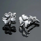 Rose Champagne 4-leaf Clover Cufflinks for Men French Shirt Wedding Jewelry