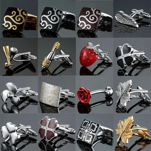 Rose Champagne 4-leaf Clover Cufflinks for Men French Shirt Wedding Jewelry