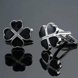 Rose Champagne 4-leaf Clover Cufflinks for Men French Shirt Wedding Jewelry