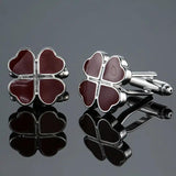 Rose Champagne 4-leaf Clover Cufflinks for Men French Shirt Wedding Jewelry