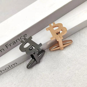 Stainless Steel Bitcoin Logo Cufflinks Wedding Suit Shirt Jewelry