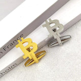 Stainless Steel Bitcoin Logo Cufflinks Wedding Suit Shirt Jewelry
