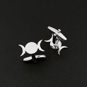 Vintage Triple Moon Goddess Cufflinks Stainless Steel Wedding Gift