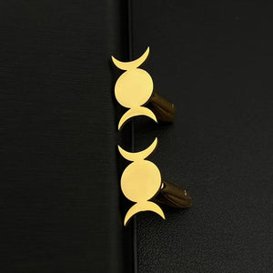 Vintage Triple Moon Goddess Cufflinks Stainless Steel Wedding Gift