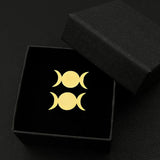 Vintage Triple Moon Goddess Cufflinks Stainless Steel Wedding Gift